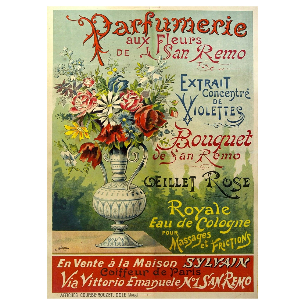 Poster Vintage Pubblicitario Parfumerie aux Flores de Sanremo - Quadro Decorazi