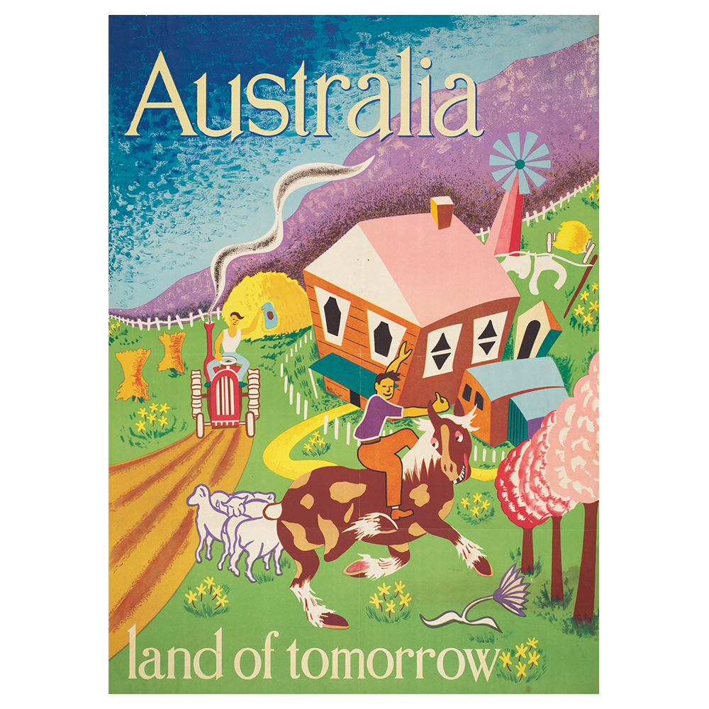 Poster Vintage Turistico Australia Land Of Tomorrow - Quadro Decorazione Parete