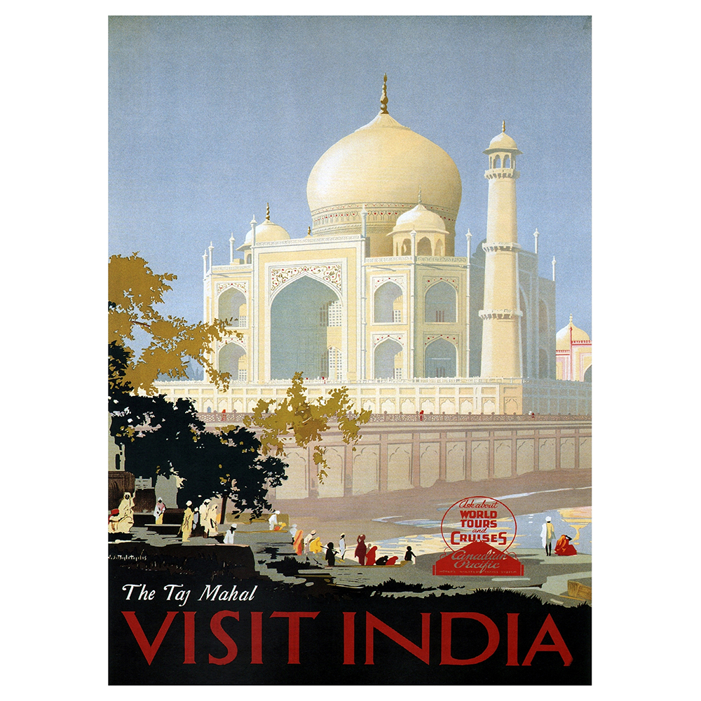 Poster Vintage Turistico Visit India - Quadro Decorazione Parete