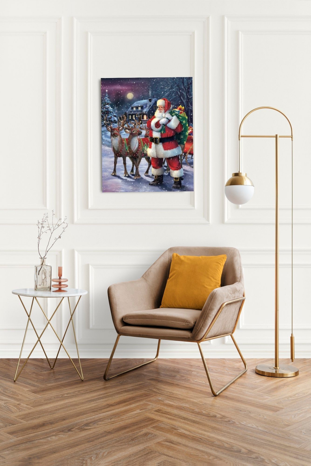Famous paintings, canvas prints, vintage posters and wall art - ツ  Legendarte - Canvas Print – Santa Claus with Reindeer - Wall Art Decor